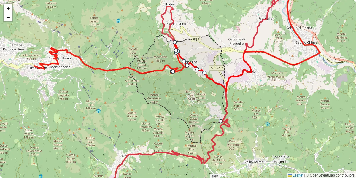 Mappa dettagliata del trasporto pubblico a Agnosine con linee autobus, tram e collegamenti