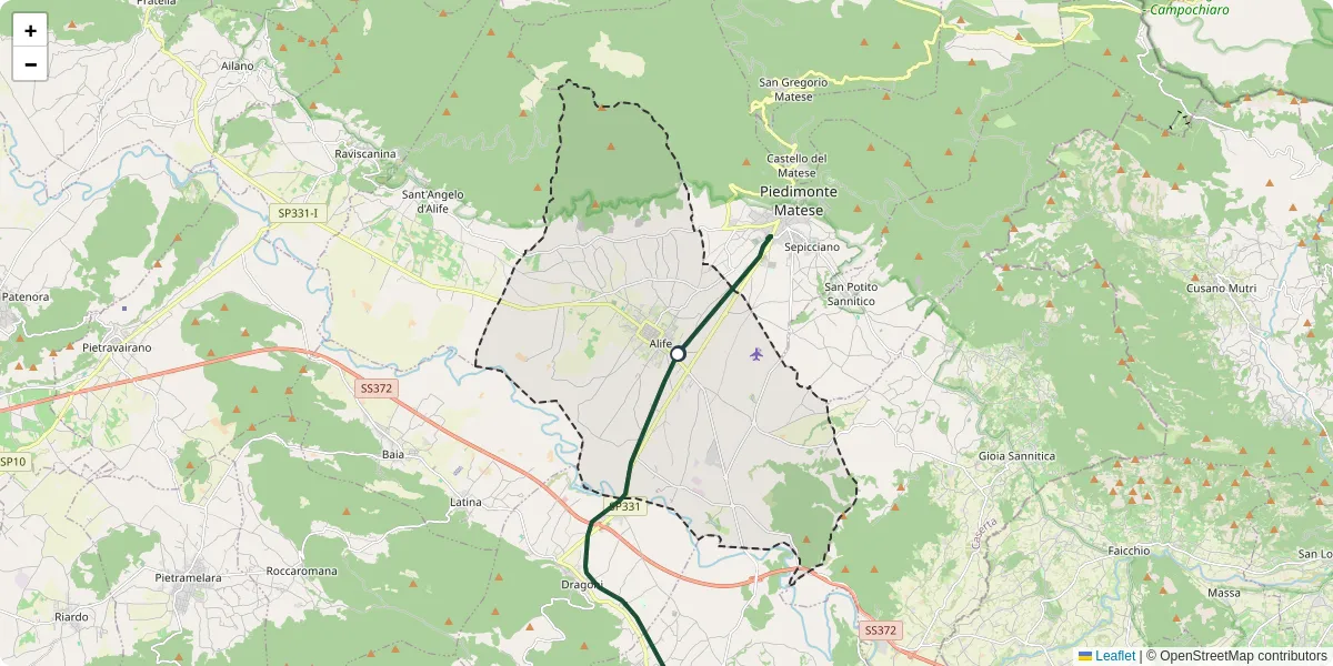 Mappa dettagliata del trasporto pubblico a Alife con linee autobus, tram e collegamenti