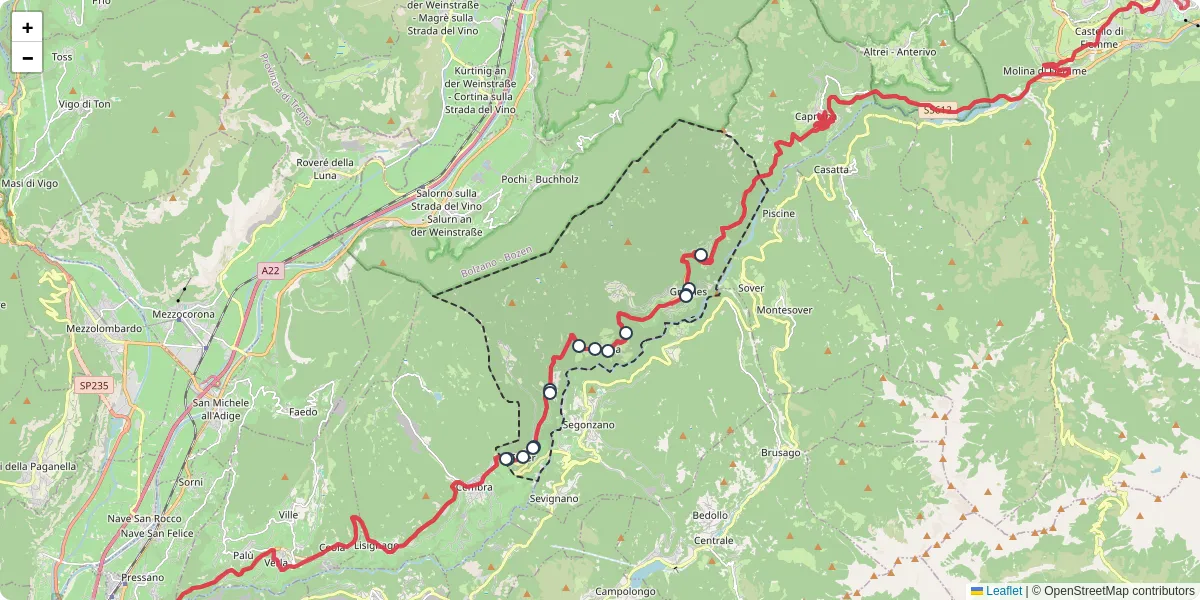 Mappa dettagliata del trasporto pubblico a Altavalle con linee autobus, tram e collegamenti