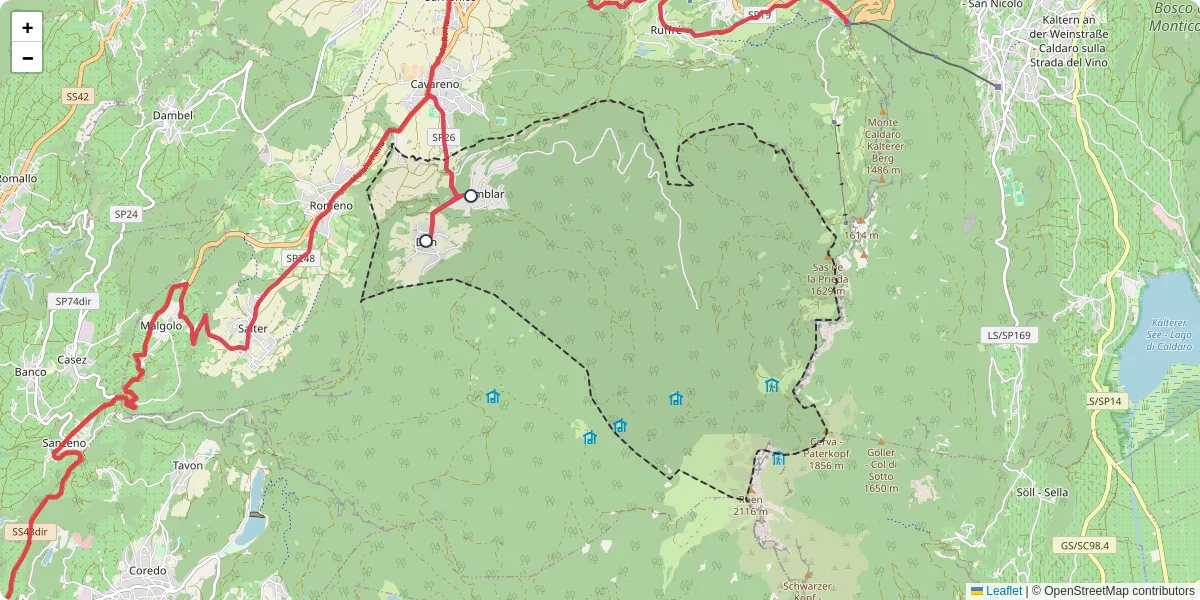 Mappa dettagliata del trasporto pubblico a Amblar-Don con linee autobus, tram e collegamenti
