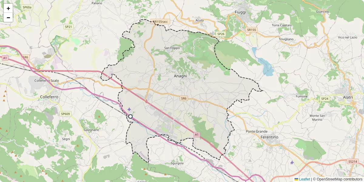 Mappa dettagliata del trasporto pubblico a Anagni con linee autobus, tram e collegamenti