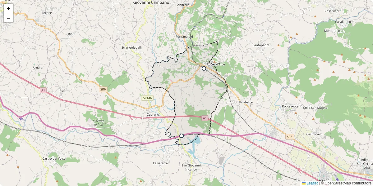 Mappa dettagliata del trasporto pubblico a Arce con linee autobus, tram e collegamenti