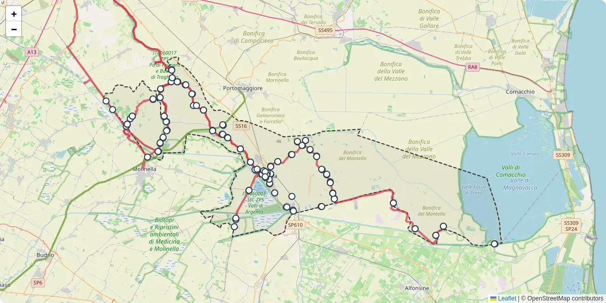 Mappa dettagliata del trasporto pubblico a Argenta con linee autobus, tram e collegamenti