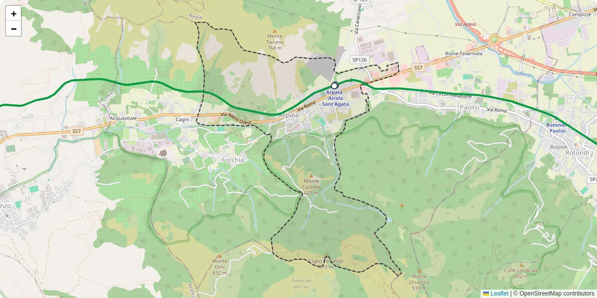 Mappa dettagliata del trasporto pubblico a Arpaia con linee autobus, tram e collegamenti