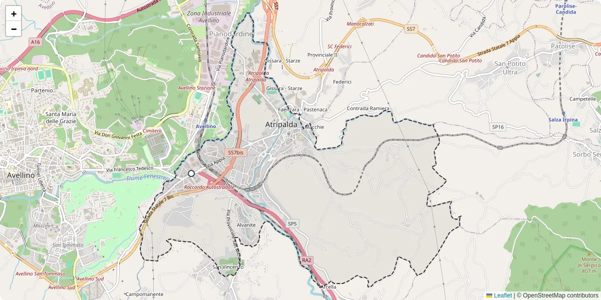 Mappa dettagliata del trasporto pubblico a Atripalda con linee autobus, tram e collegamenti