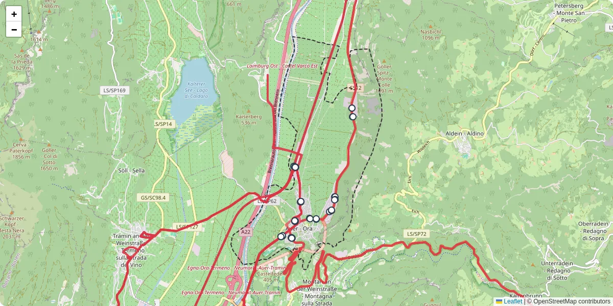 Mappa dettagliata del trasporto pubblico a Auer - Ora con linee autobus, tram e collegamenti