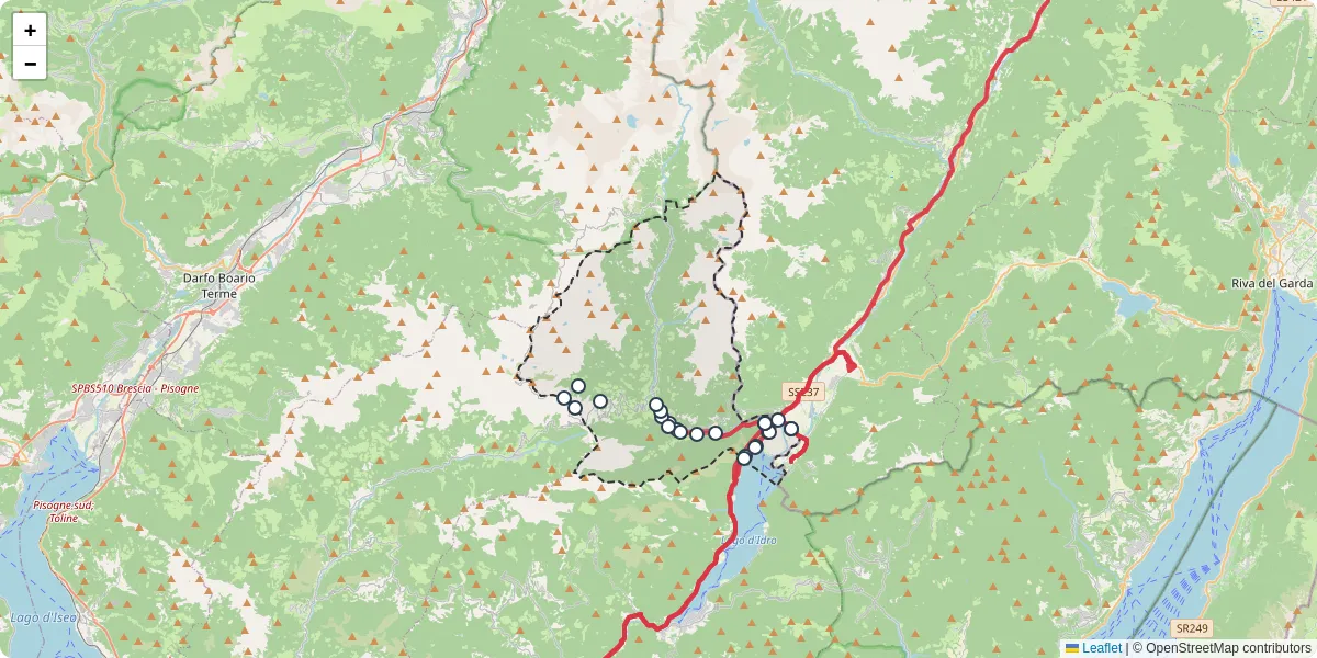 Mappa dettagliata del trasporto pubblico a Bagolino con linee autobus, tram e collegamenti