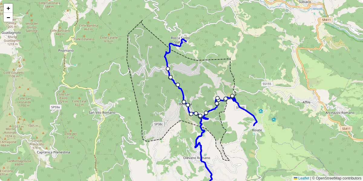 Mappa dettagliata del trasporto pubblico a Bellegra con linee autobus, tram e collegamenti