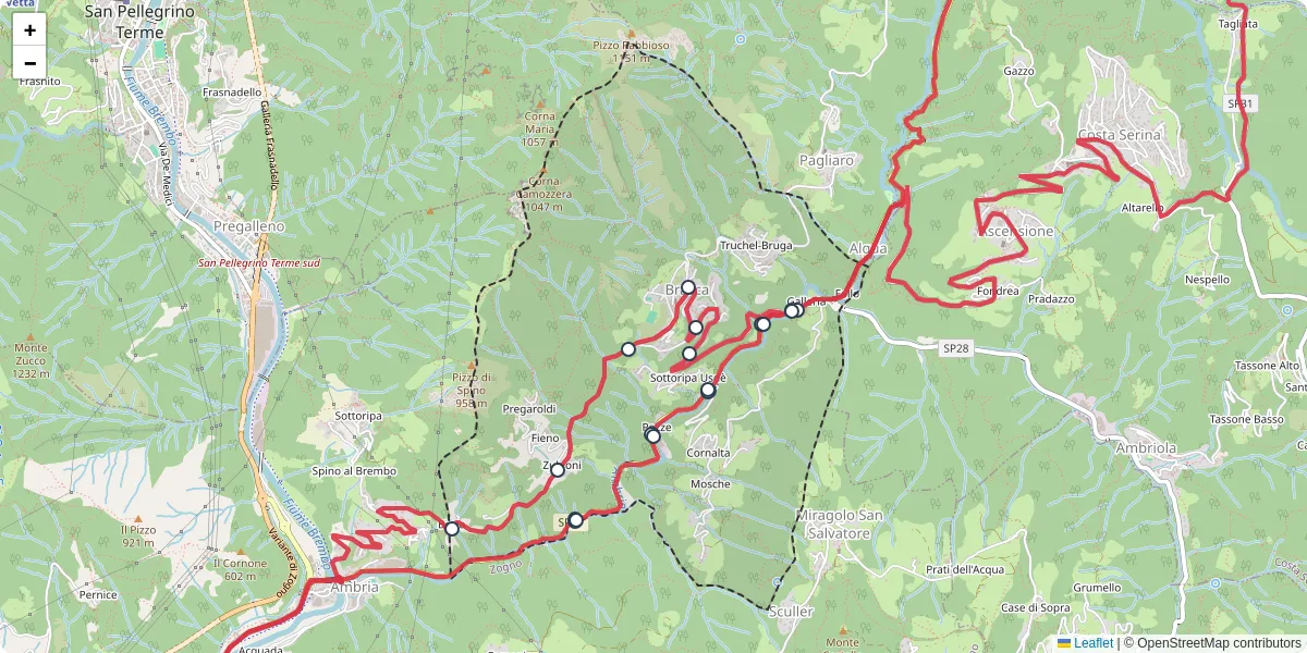 Mappa dettagliata del trasporto pubblico a Bracca con linee autobus, tram e collegamenti
