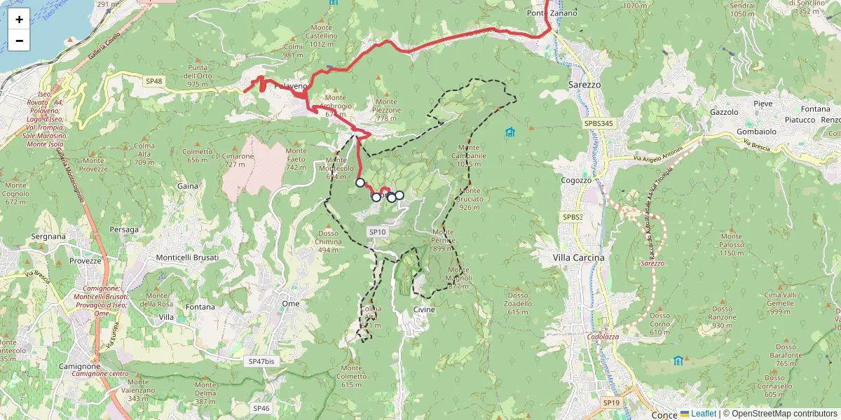 Mappa dettagliata del trasporto pubblico a Brione con linee autobus, tram e collegamenti