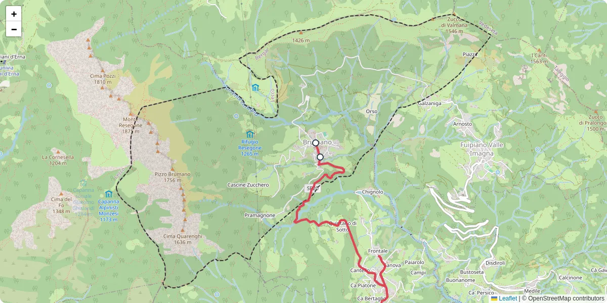 Mappa dettagliata del trasporto pubblico a Brumano con linee autobus, tram e collegamenti
