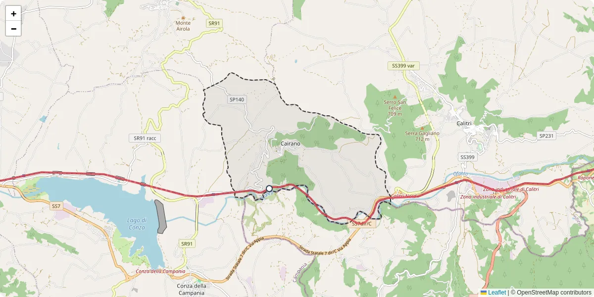 Mappa dettagliata del trasporto pubblico a Cairano con linee autobus, tram e collegamenti