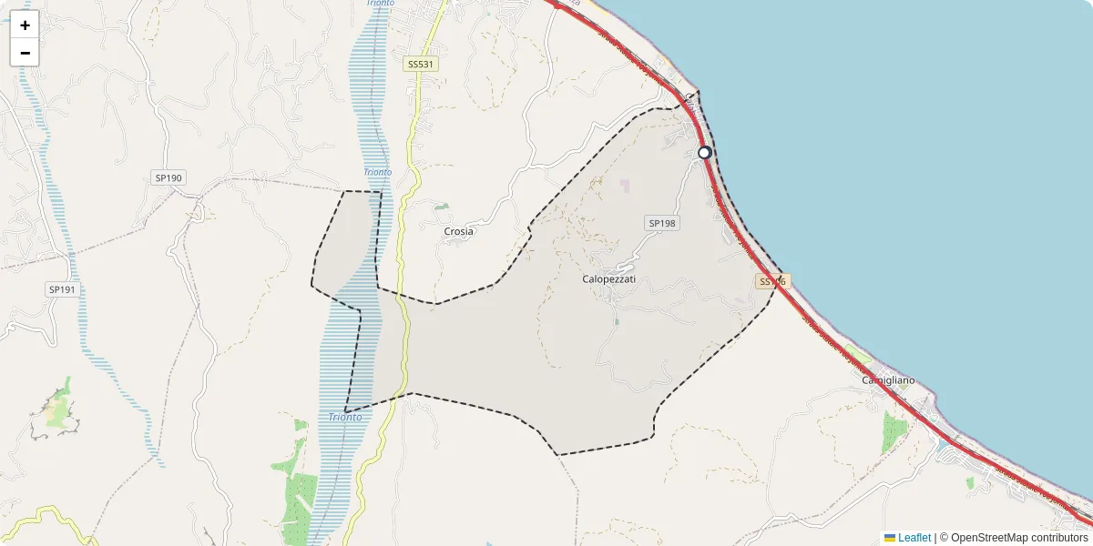Mappa dettagliata del trasporto pubblico a Calopezzati con linee autobus, tram e collegamenti
