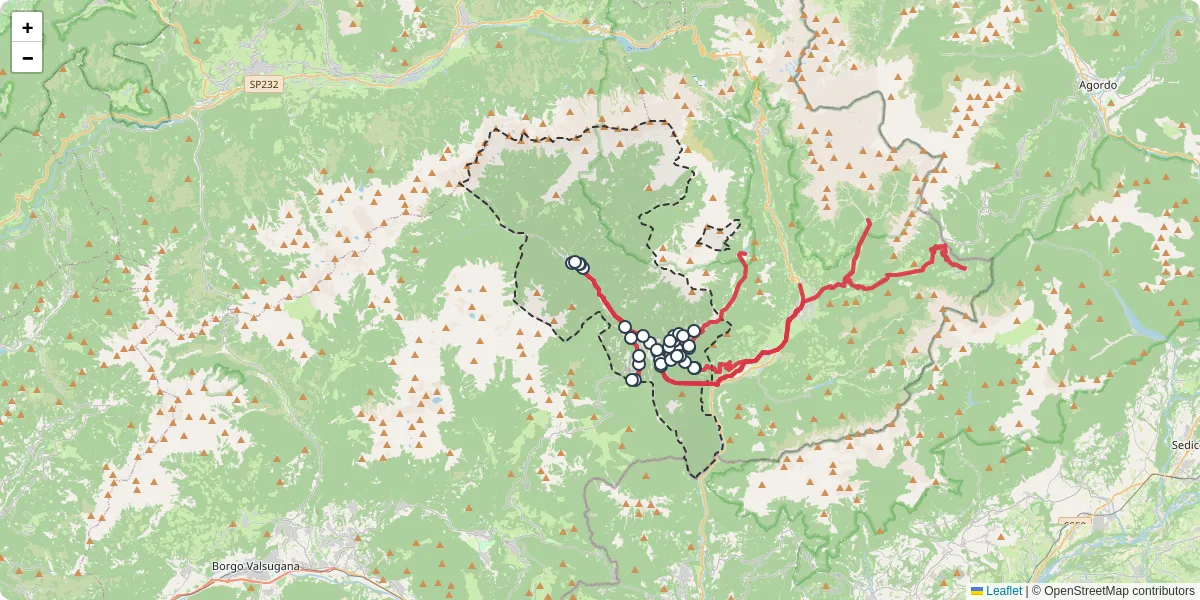 Mappa dettagliata del trasporto pubblico a Canal San Bovo con linee autobus, tram e collegamenti