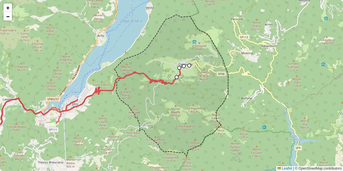 Mappa dettagliata del trasporto pubblico a Capovalle con linee autobus, tram e collegamenti