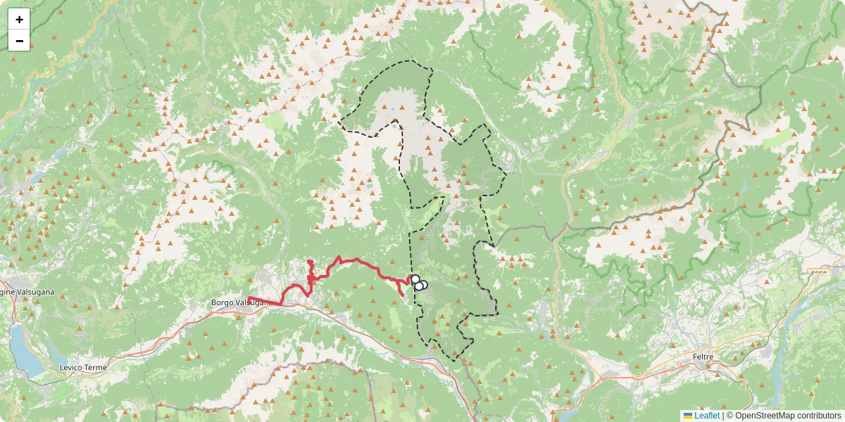 Mappa dettagliata del trasporto pubblico a Castello Tesino con linee autobus, tram e collegamenti