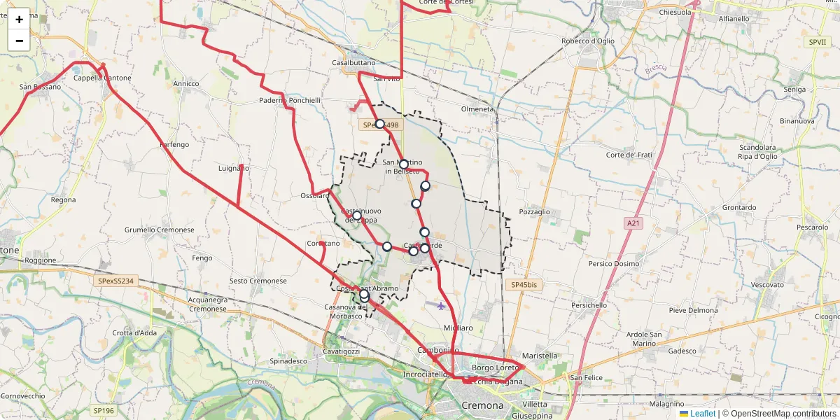 Mappa dettagliata del trasporto pubblico a Castelverde con linee autobus, tram e collegamenti