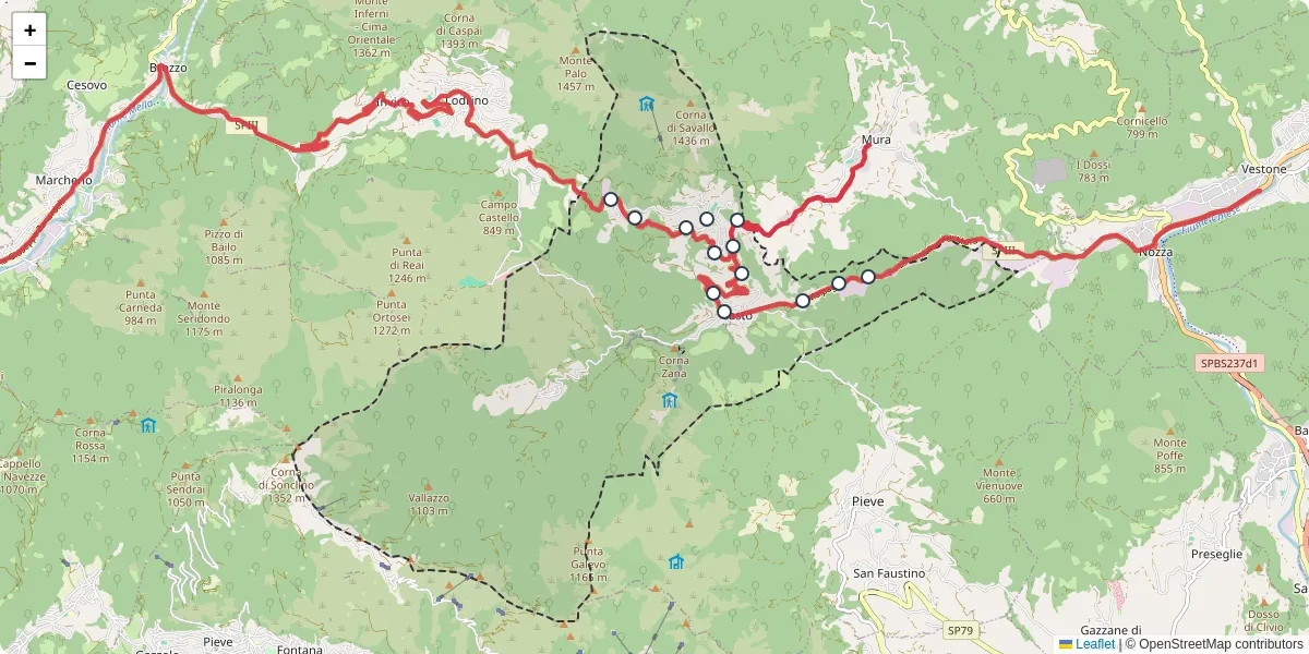 Mappa dettagliata del trasporto pubblico a Casto con linee autobus, tram e collegamenti