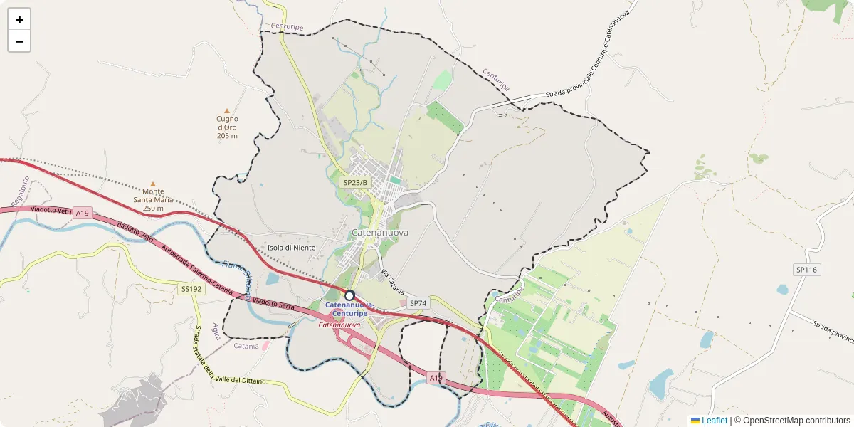 Mappa dettagliata del trasporto pubblico a Catenanuova con linee autobus, tram e collegamenti