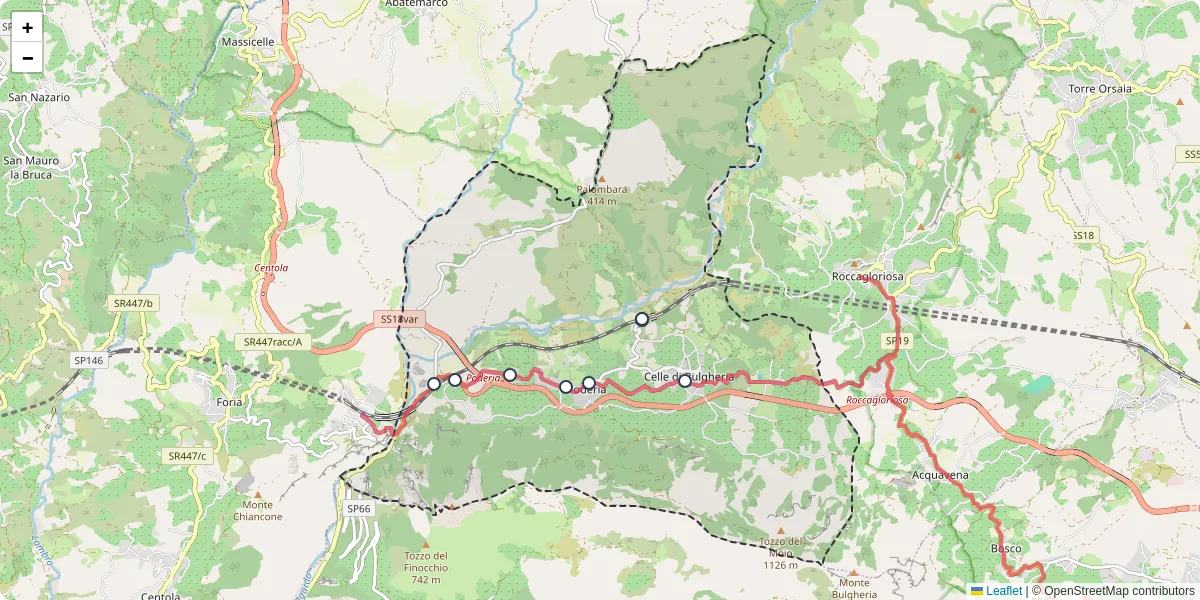 Mappa dettagliata del trasporto pubblico a Celle di Bulgheria con linee autobus, tram e collegamenti