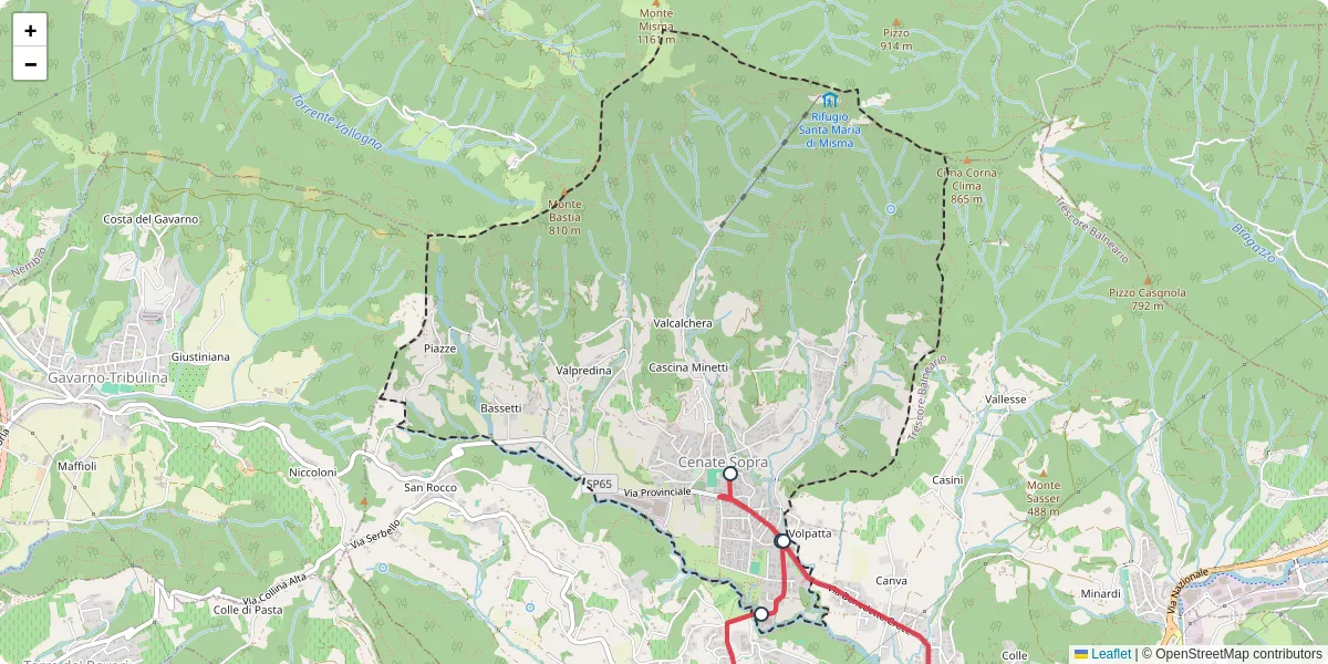 Mappa dettagliata del trasporto pubblico a Cenate Sopra con linee autobus, tram e collegamenti