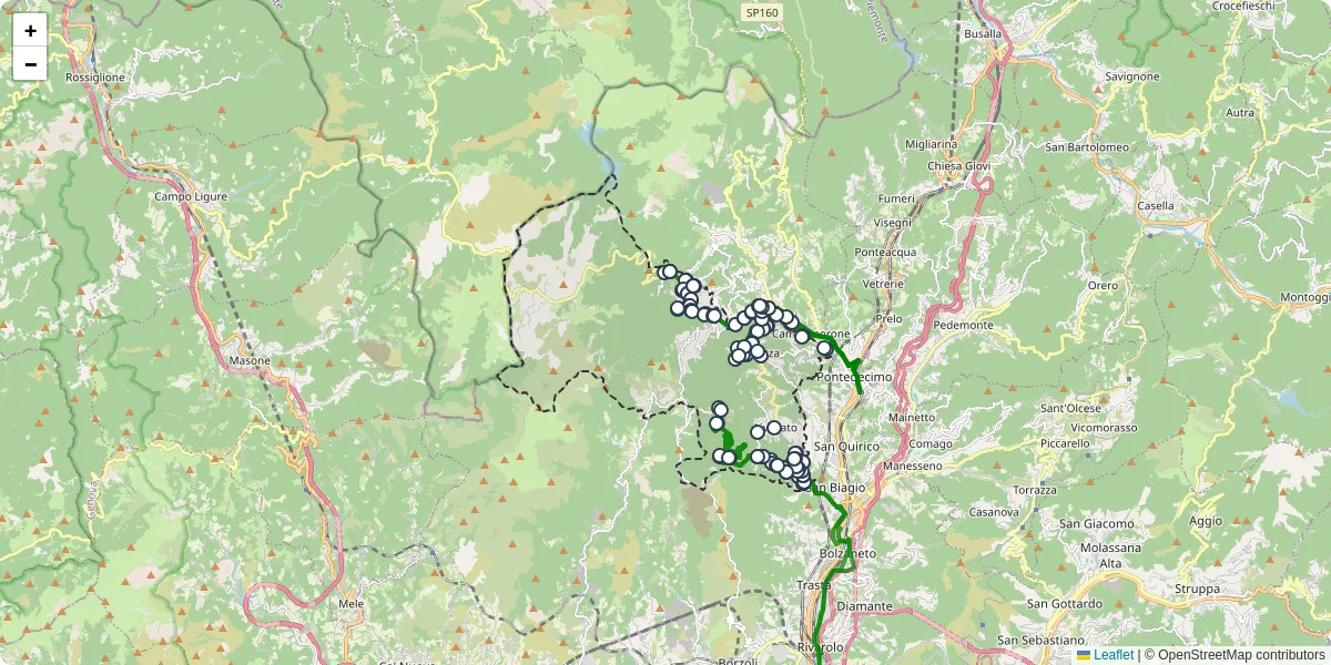 Mappa dettagliata del trasporto pubblico a Ceranesi con linee autobus, tram e collegamenti