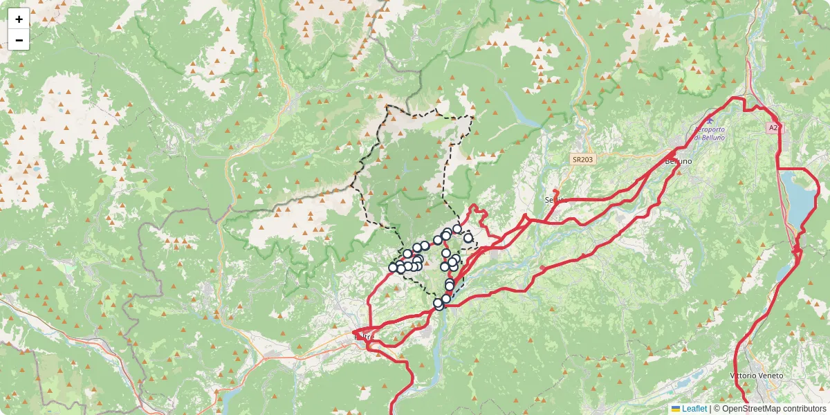 Mappa dettagliata del trasporto pubblico a Cesiomaggiore con linee autobus, tram e collegamenti