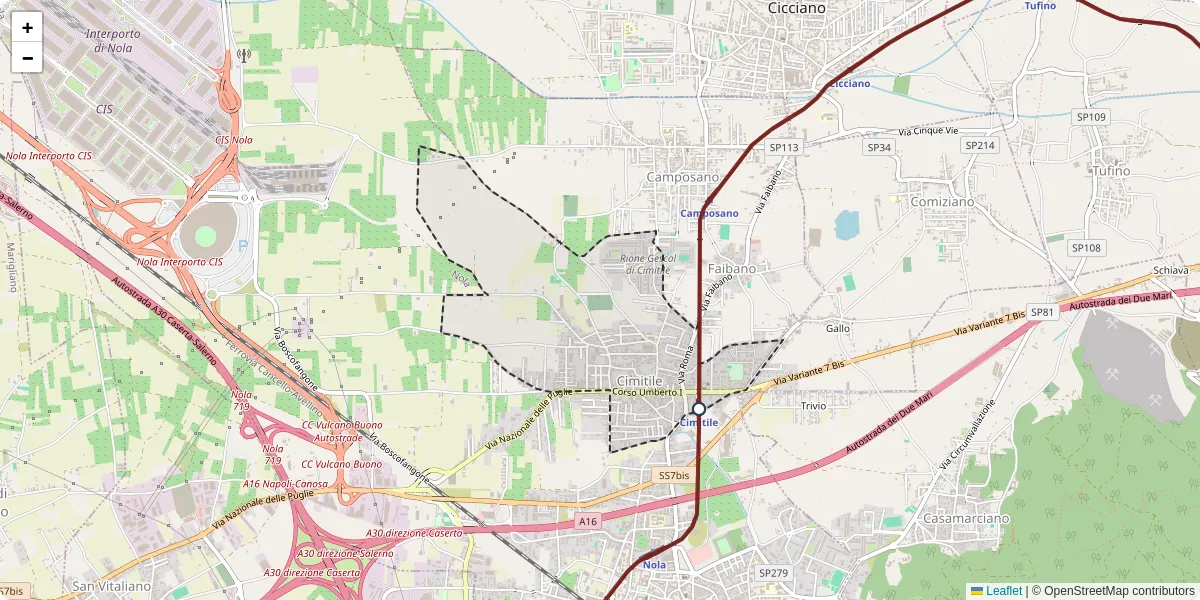 Mappa dettagliata del trasporto pubblico a Cimitile con linee autobus, tram e collegamenti