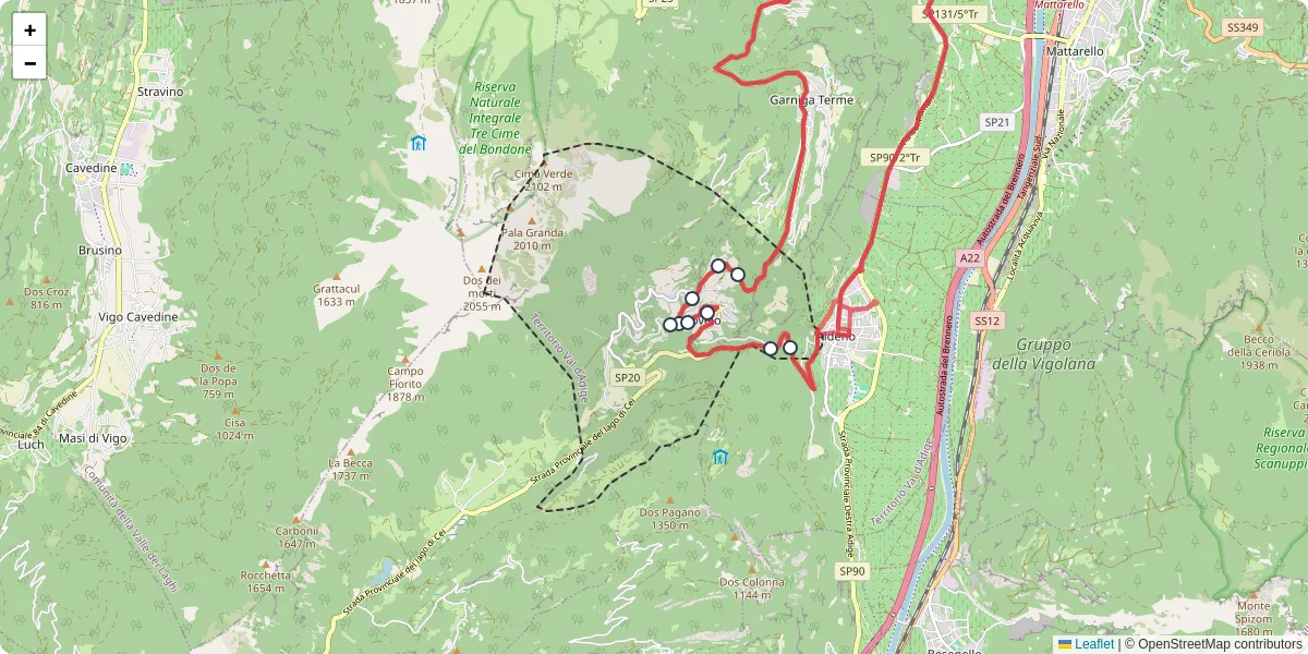 Mappa dettagliata del trasporto pubblico a Cimone con linee autobus, tram e collegamenti