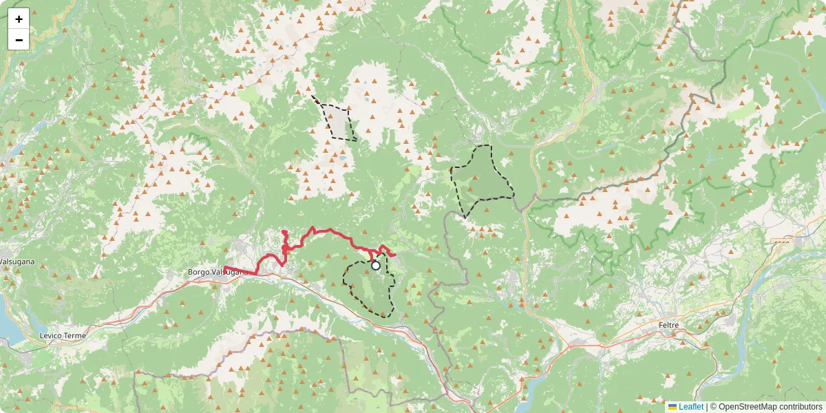 Mappa dettagliata del trasporto pubblico a Cinte Tesino con linee autobus, tram e collegamenti