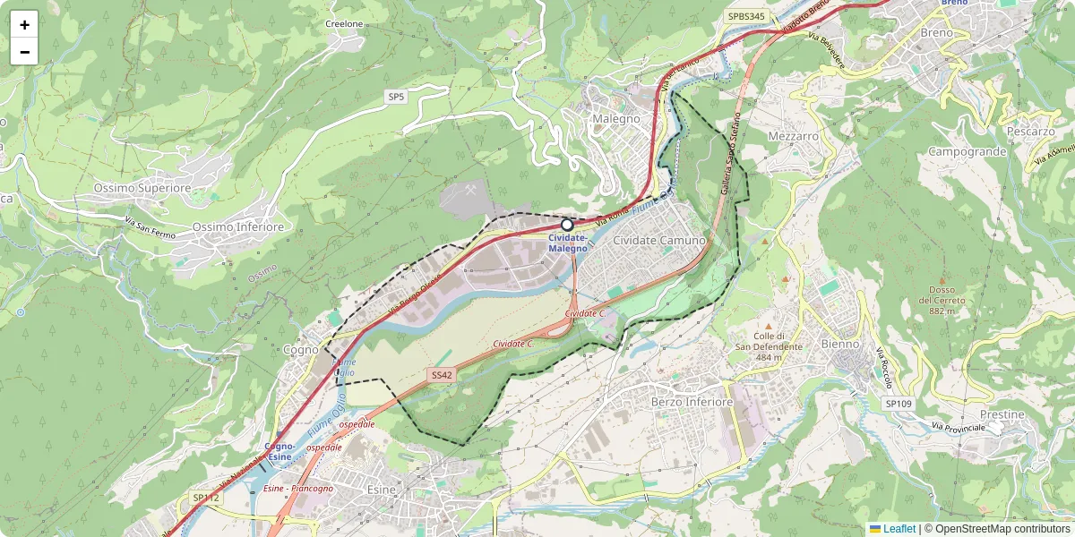 Mappa dettagliata del trasporto pubblico a Cividate Camuno con linee autobus, tram e collegamenti