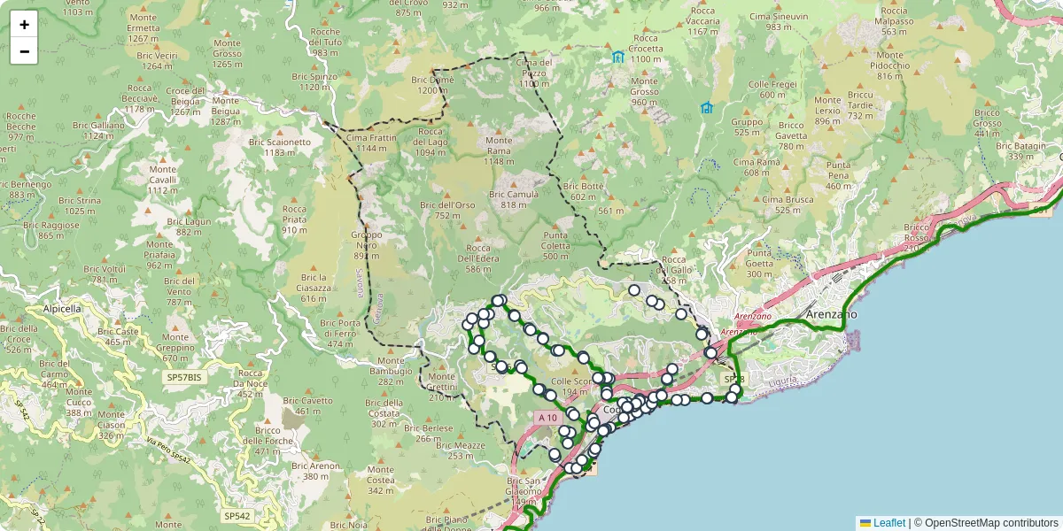 Mappa dettagliata del trasporto pubblico a Cogoleto con linee autobus, tram e collegamenti