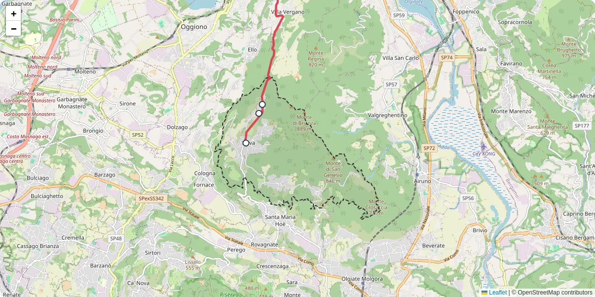 Mappa dettagliata del trasporto pubblico a Colle Brianza con linee autobus, tram e collegamenti