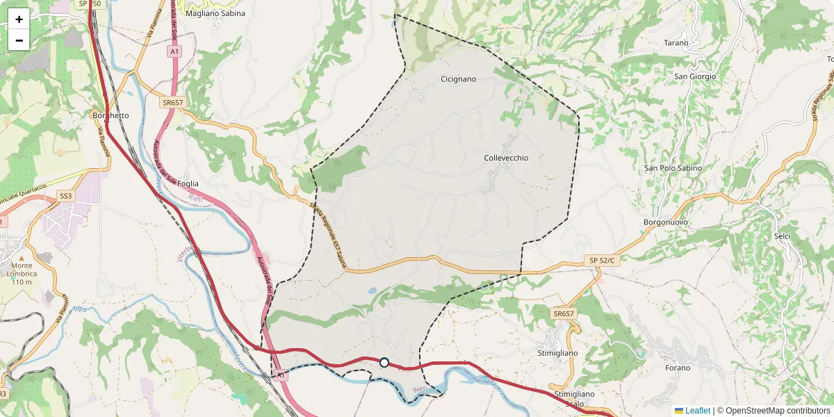 Mappa dettagliata del trasporto pubblico a Collevecchio con linee autobus, tram e collegamenti