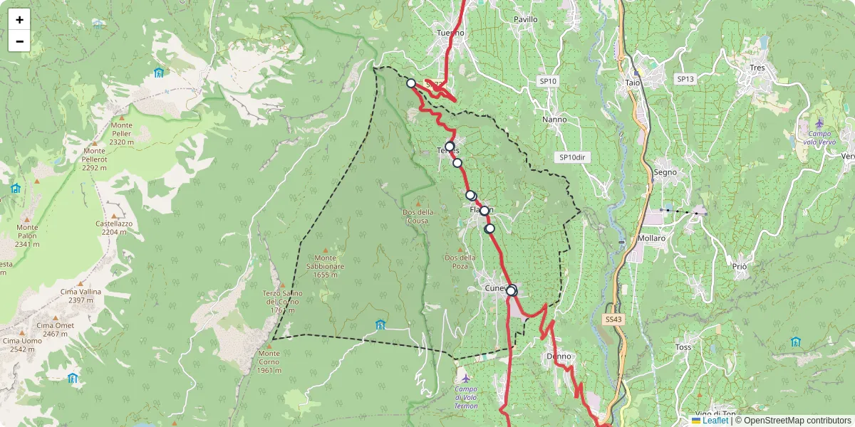 Mappa dettagliata del trasporto pubblico a Contà con linee autobus, tram e collegamenti