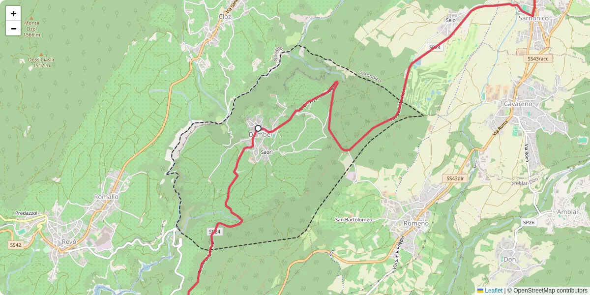 Mappa dettagliata del trasporto pubblico a Dambel con linee autobus, tram e collegamenti