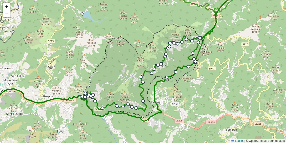 Mappa dettagliata del trasporto pubblico a Davagna con linee autobus, tram e collegamenti