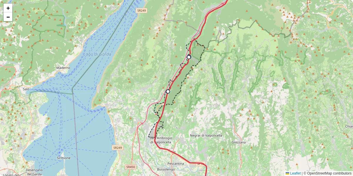 Mappa dettagliata del trasporto pubblico a Dolcè con linee autobus, tram e collegamenti