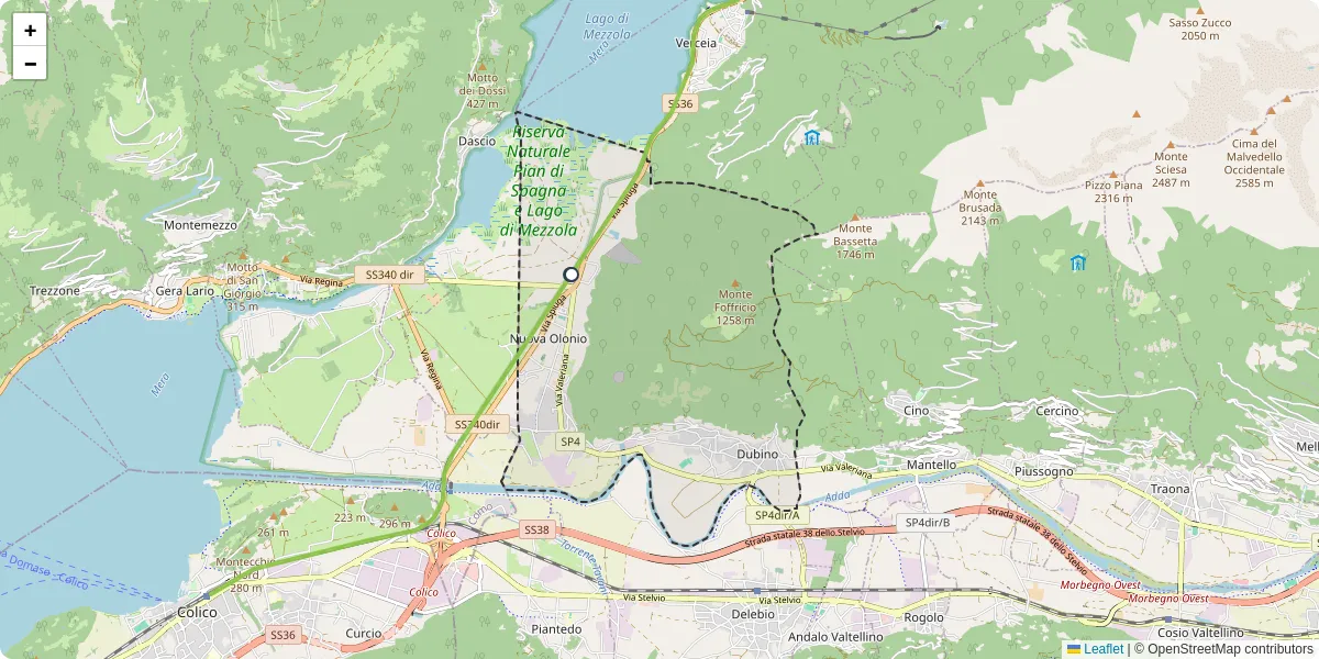 Mappa dettagliata del trasporto pubblico a Dubino con linee autobus, tram e collegamenti