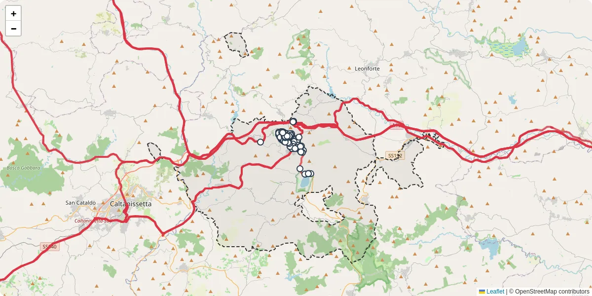 Mappa dettagliata del trasporto pubblico a Enna con linee autobus, tram e collegamenti