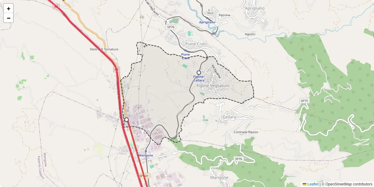 Mappa dettagliata del trasporto pubblico a Figline Vegliaturo con linee autobus, tram e collegamenti