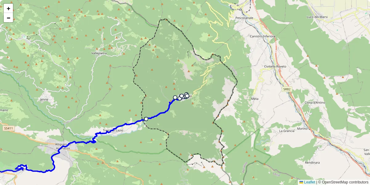 Mappa dettagliata del trasporto pubblico a Filettino con linee autobus, tram e collegamenti