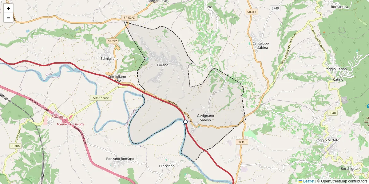 Mappa dettagliata del trasporto pubblico a Forano con linee autobus, tram e collegamenti