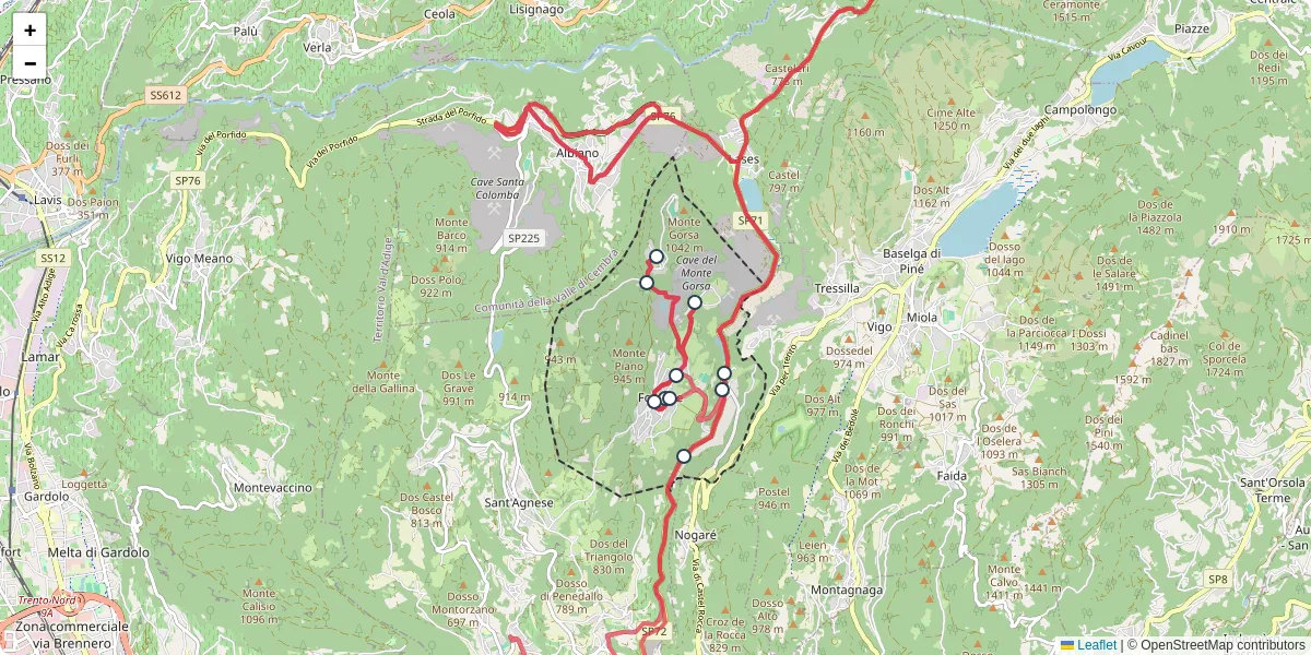Mappa dettagliata del trasporto pubblico a Fornace con linee autobus, tram e collegamenti