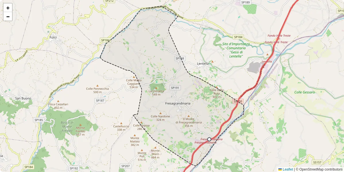 Mappa dettagliata del trasporto pubblico a Fresagrandinaria con linee autobus, tram e collegamenti