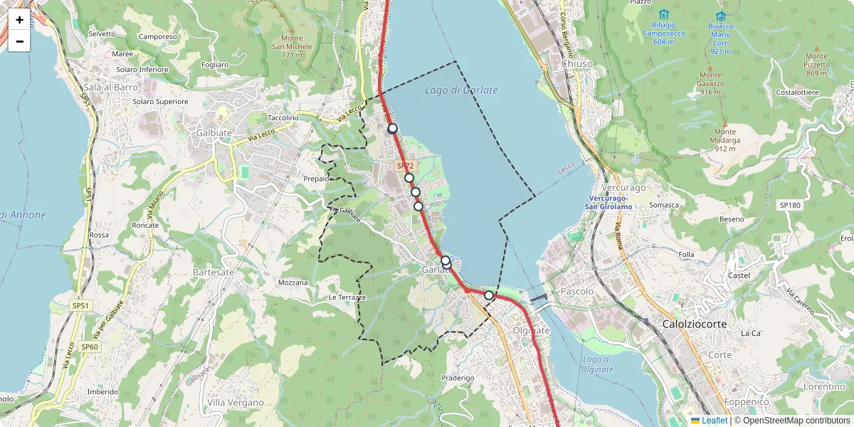 Mappa dettagliata del trasporto pubblico a Garlate con linee autobus, tram e collegamenti