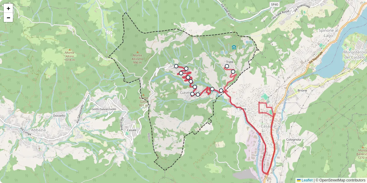 Mappa dettagliata del trasporto pubblico a Gaverina Terme con linee autobus, tram e collegamenti