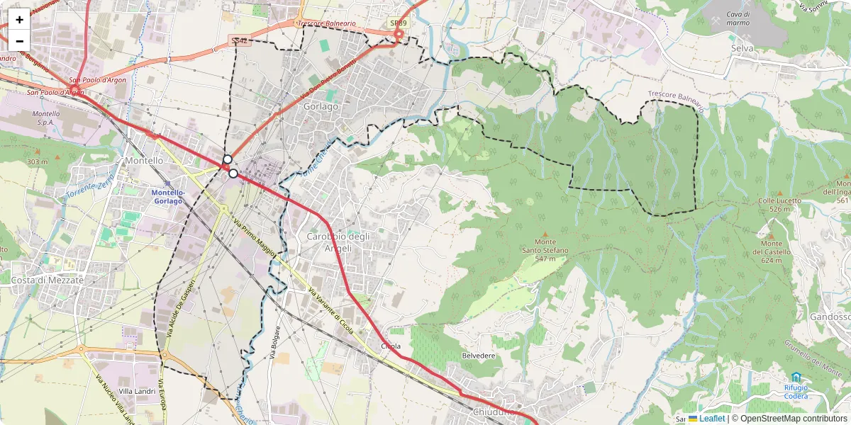 Mappa dettagliata del trasporto pubblico a Gorlago con linee autobus, tram e collegamenti