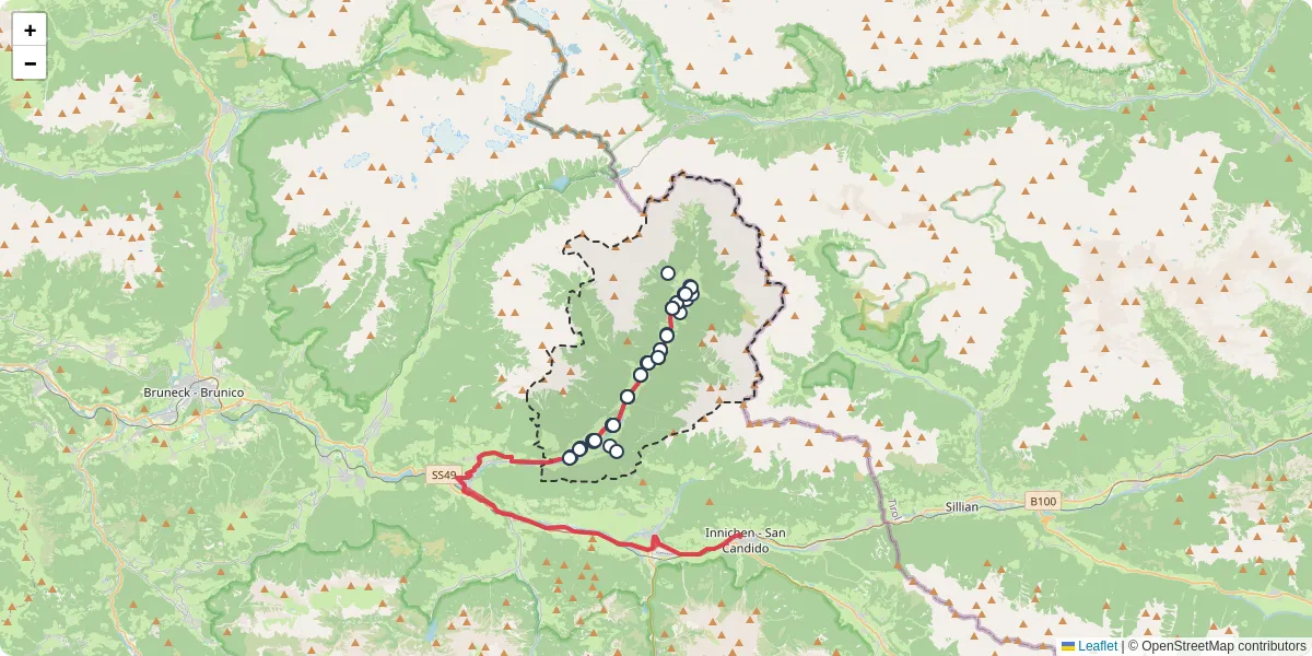 Mappa dettagliata del trasporto pubblico a Gsies - Valle di Casies con linee autobus, tram e collegamenti