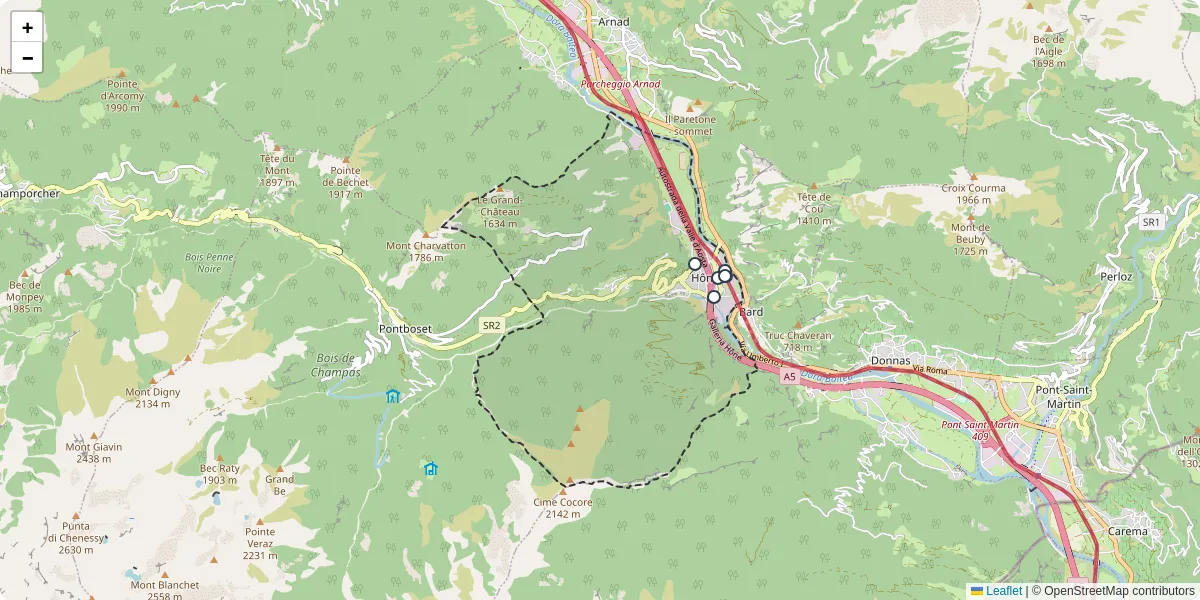 Mappa dettagliata del trasporto pubblico a Hône con linee autobus, tram e collegamenti